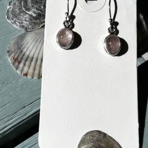 A pair of earrings hanging on the wall.