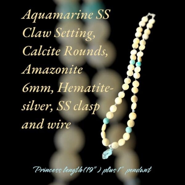 A necklace with pearls and turquoise beads.